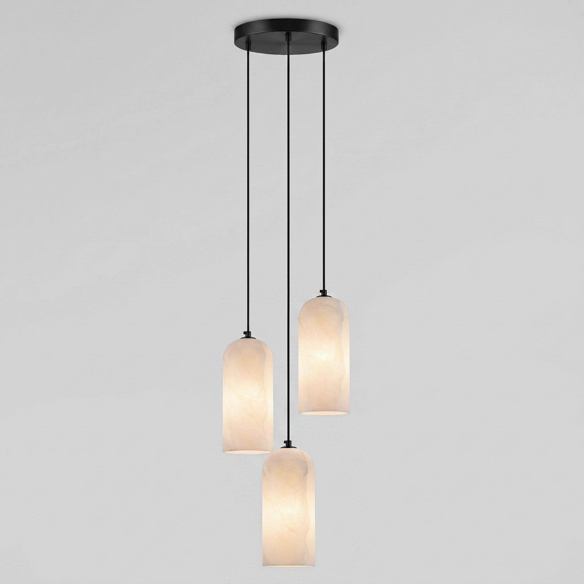 Monty alabaster pendant 3-head cluster styled in an interior