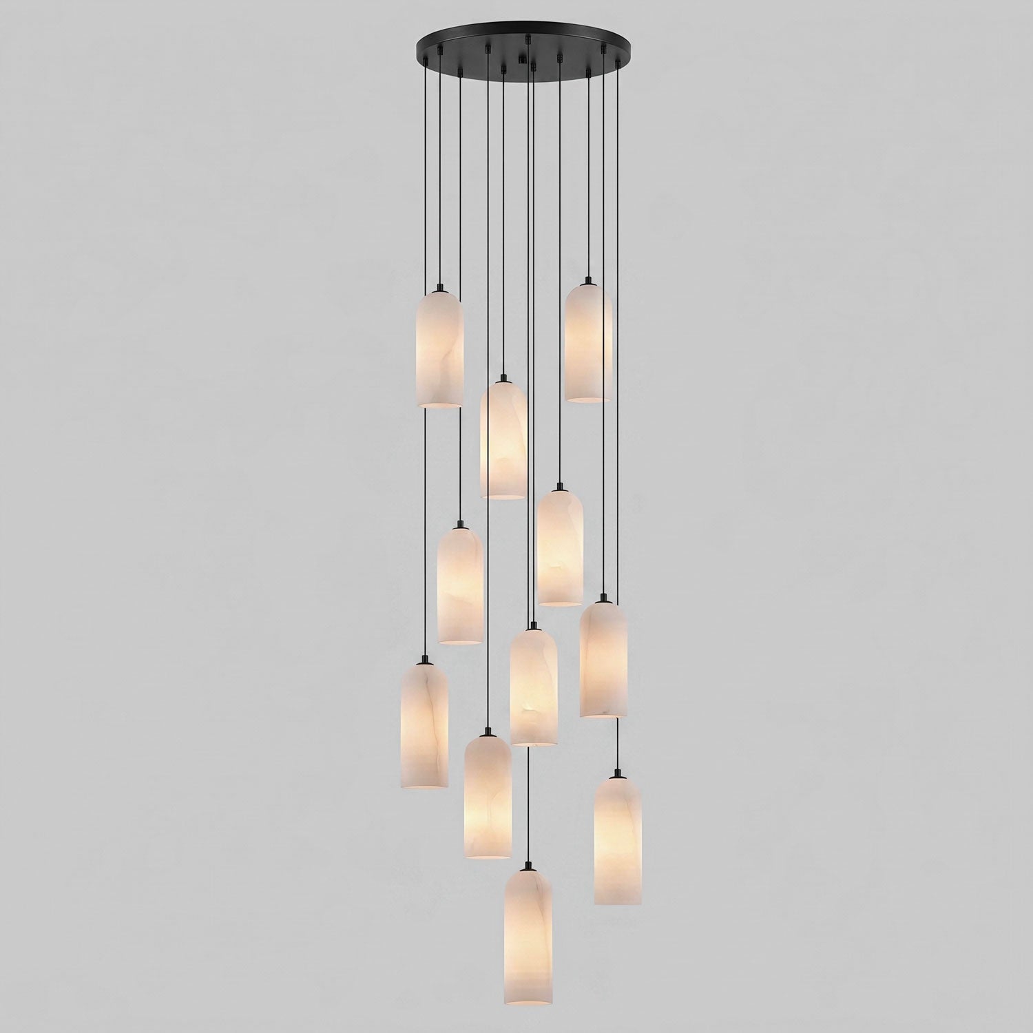 Monty alabaster pendant 11-head cluster styled in a foyer