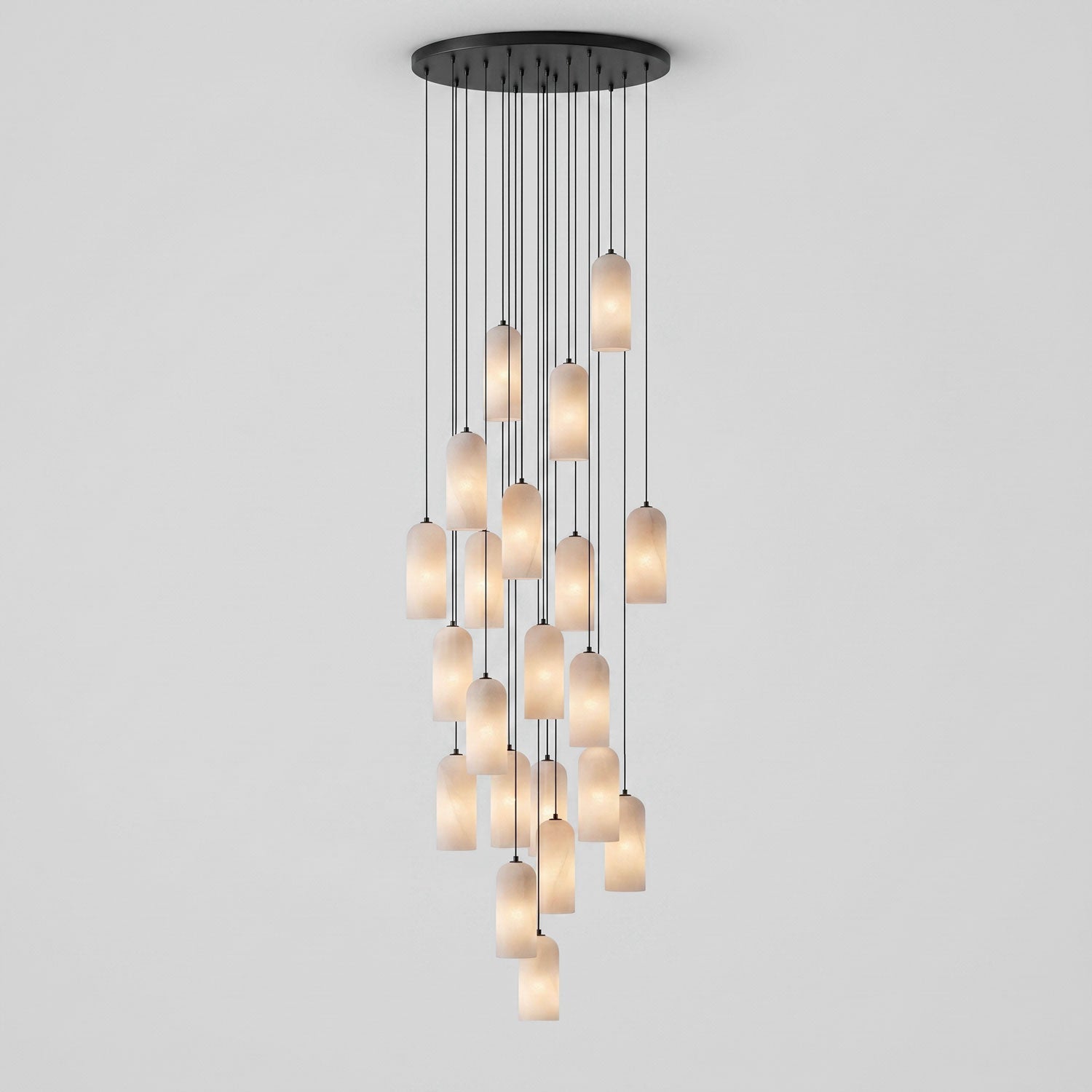 Monty alabaster pendant 21-head cluster in a large foyer