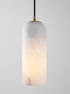 Monty alabaster pendant lit detail of the alabaster shade
