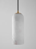 Monty alabaster pendant light with brass body and braided cord