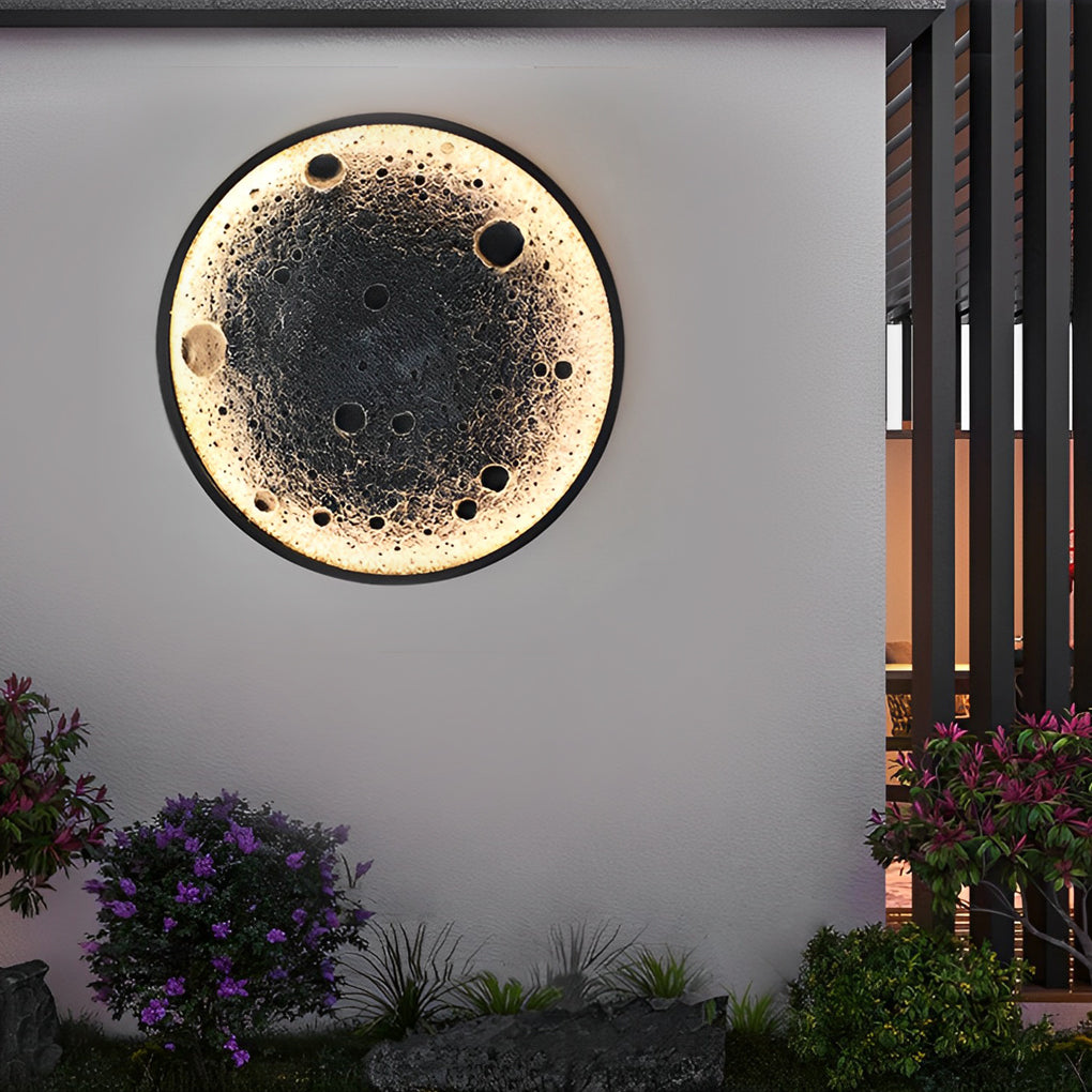Applique murale rebelle en forme de croissant de lune, finition extérieure aluminium effet béton  