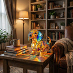 Dachshund Glass Table Lamp, Colorful Mosaic Design, 12-Inch