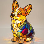 Dachshund Glass Table Lamp, Colorful Mosaic Design, 12-Inch
