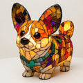 Dachshund Glass Table Lamp, Colorful Mosaic Design, 12-Inch