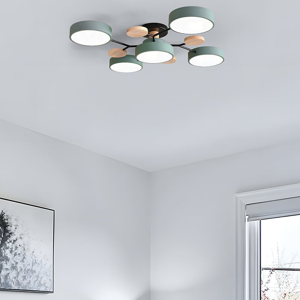 LED Ceiling Light With Multiple Arms And Circular Shades 24-Inch Fixture