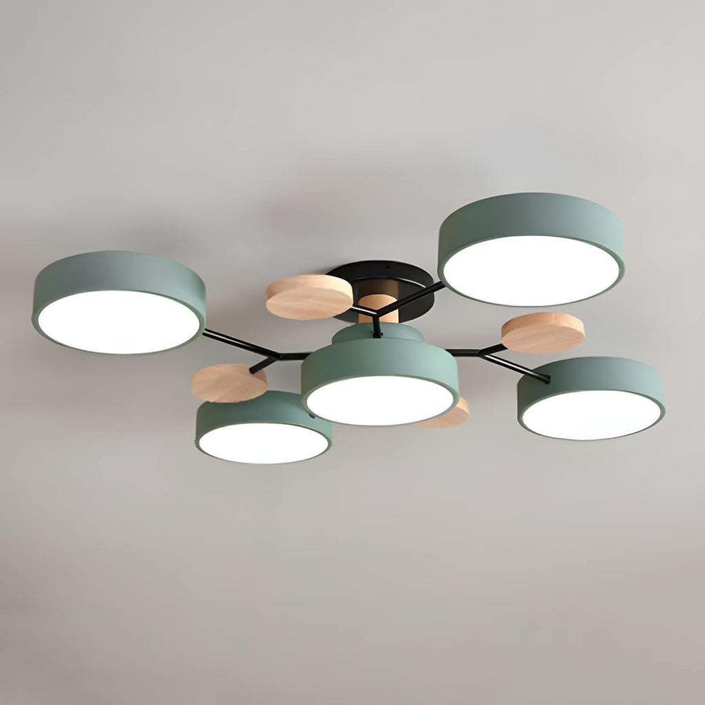 LED Ceiling Light With Multiple Arms And Circular Shades 24-Inch Fixture