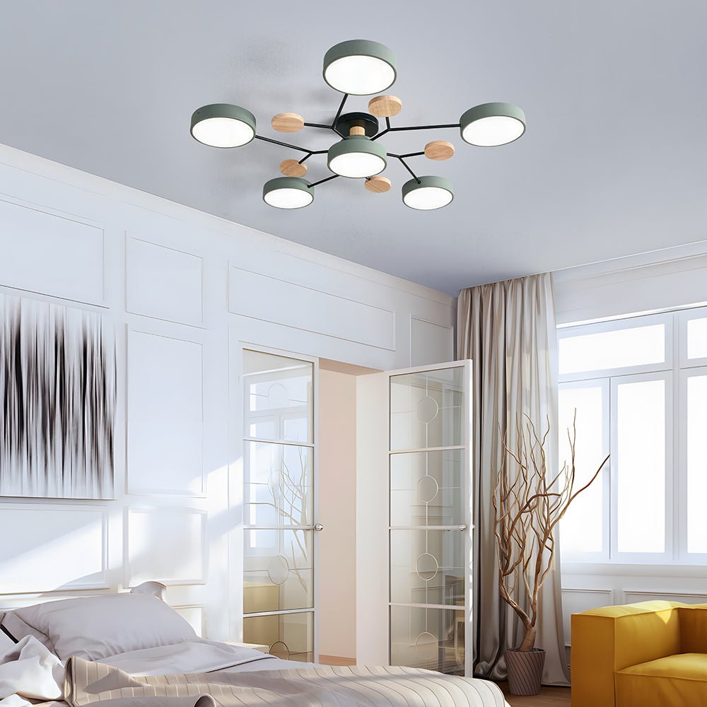 LED Ceiling Light With Multiple Arms And Circular Shades 24-Inch Fixture