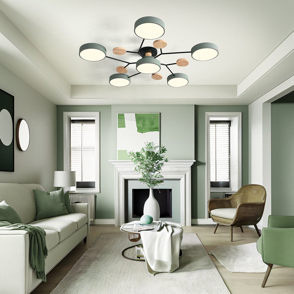 LED Ceiling Light With Multiple Arms And Circular Shades 24-Inch Fixture