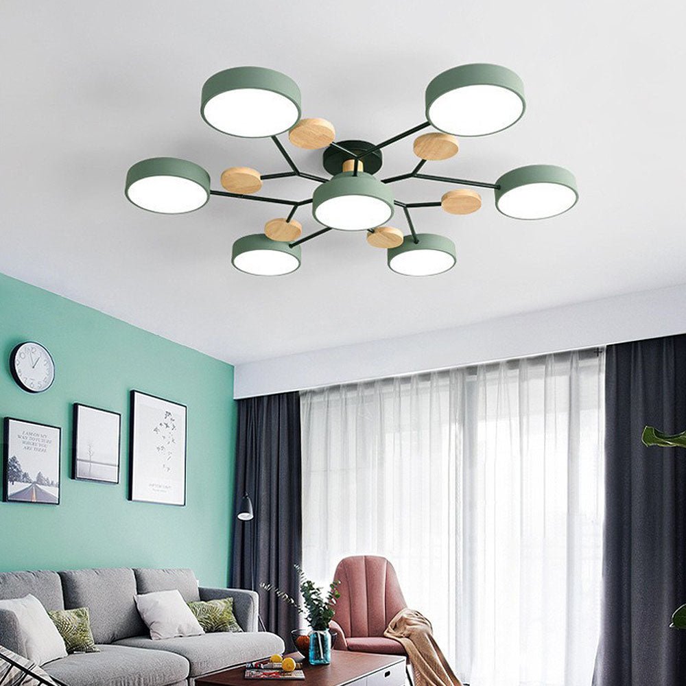 LED Ceiling Light With Multiple Arms And Circular Shades 24-Inch Fixture