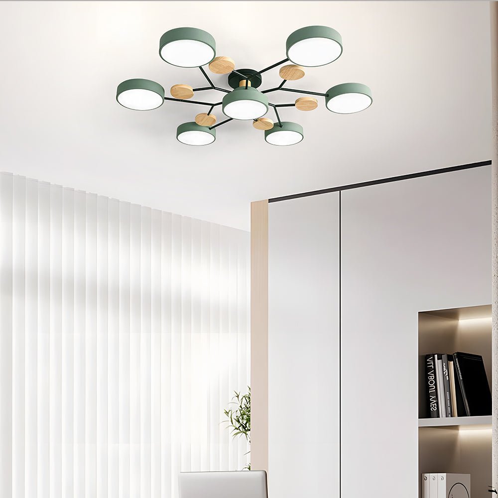 LED Ceiling Light With Multiple Arms And Circular Shades 24-Inch Fixture