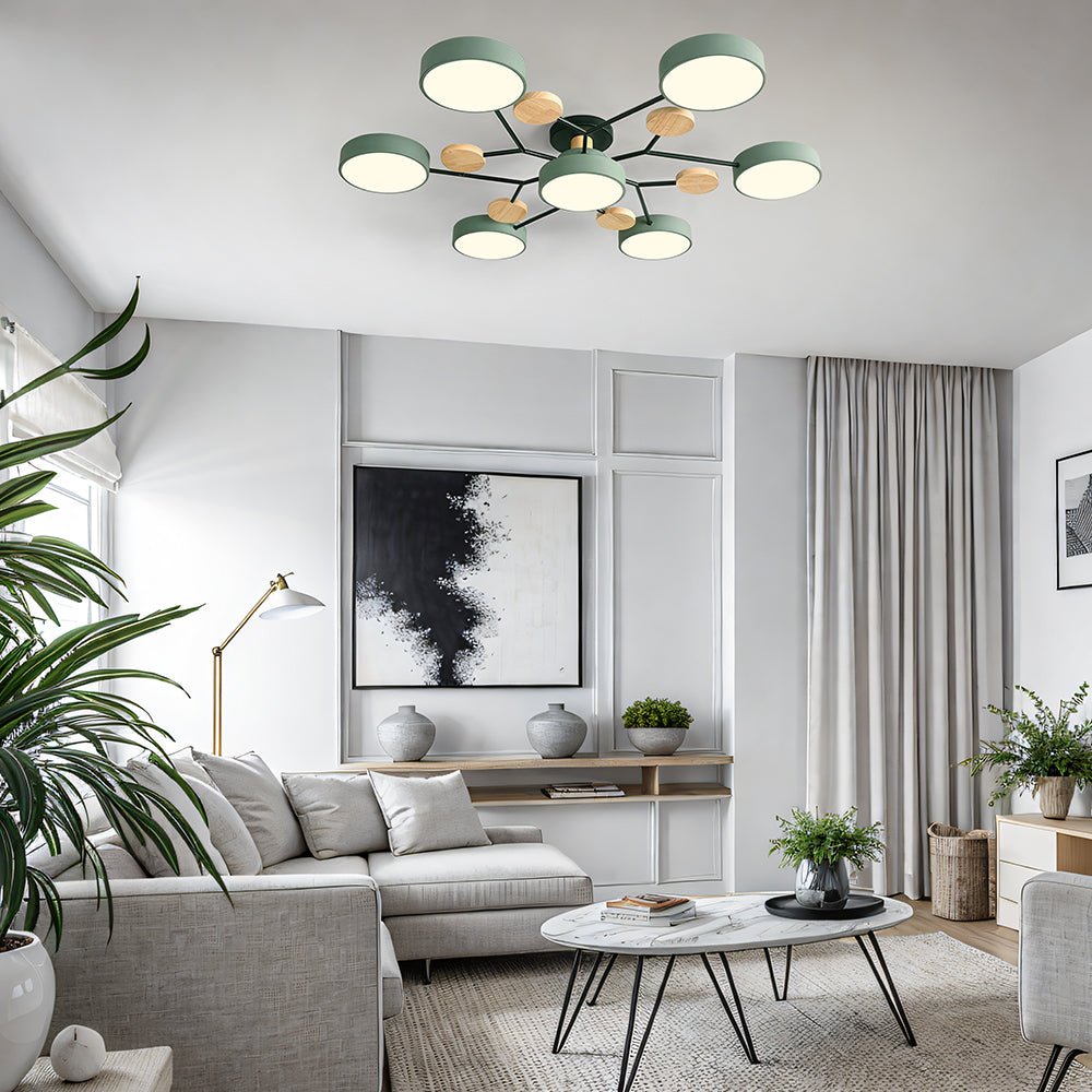 LED Ceiling Light With Multiple Arms And Circular Shades 24-Inch Fixture