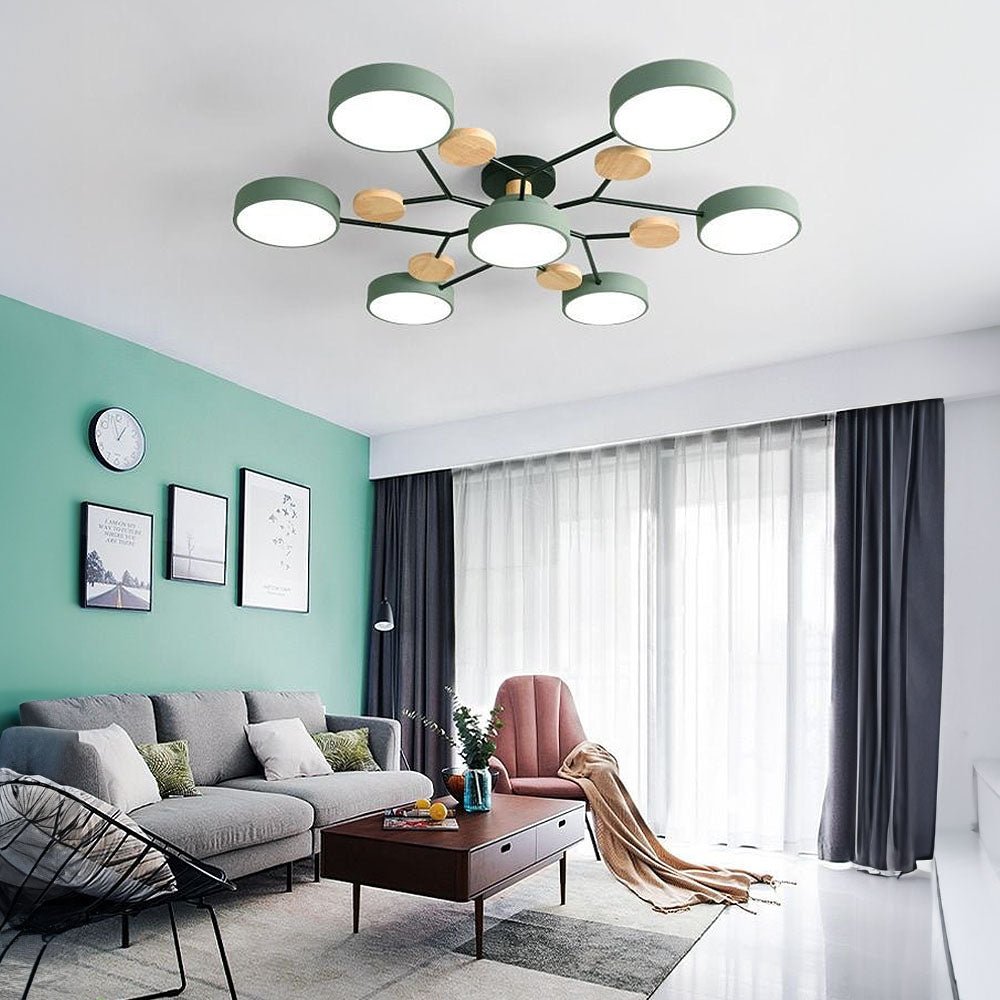 LED Ceiling Light With Multiple Arms And Circular Shades 24-Inch Fixture