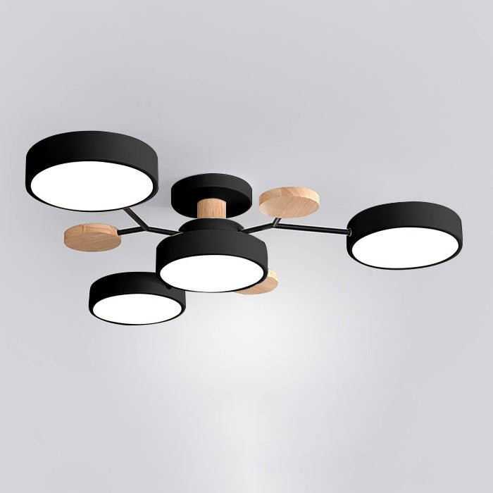 LED Ceiling Light With Multiple Arms And Circular Shades 24-Inch Fixture