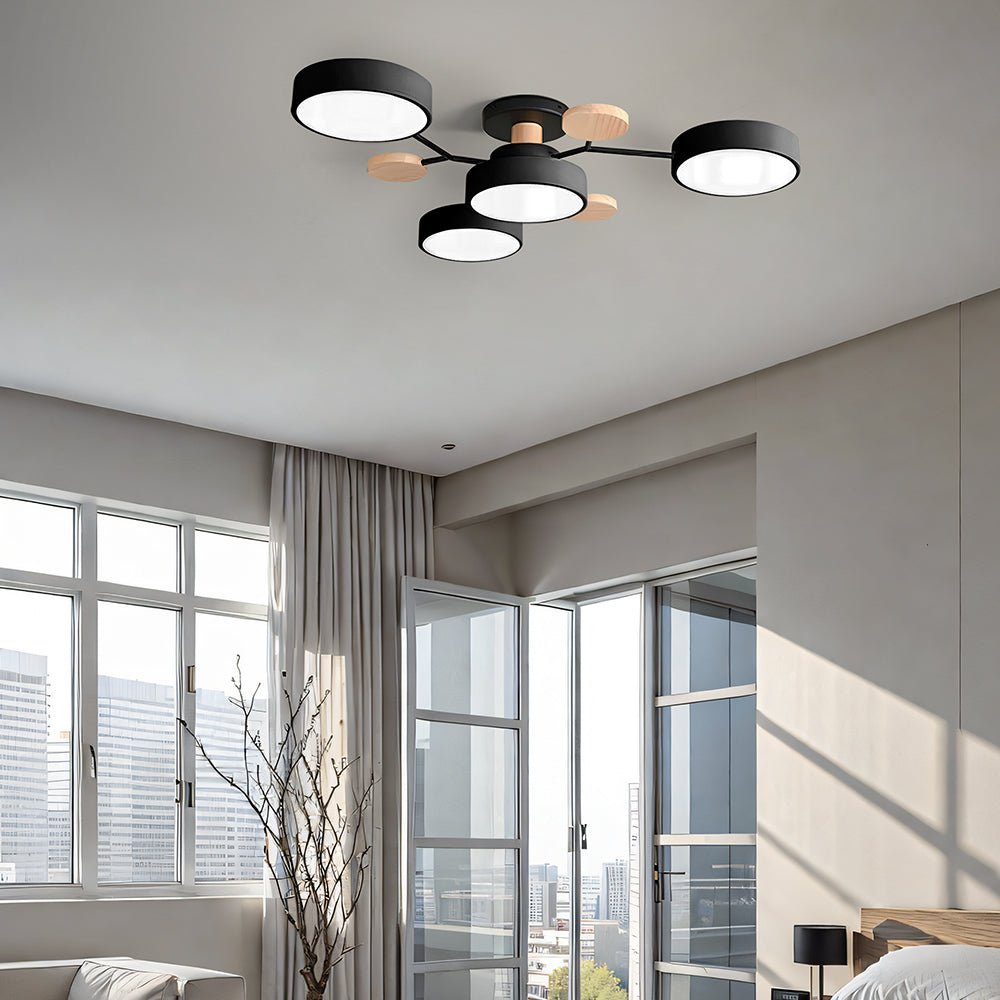 LED Ceiling Light With Multiple Arms And Circular Shades 24-Inch Fixture
