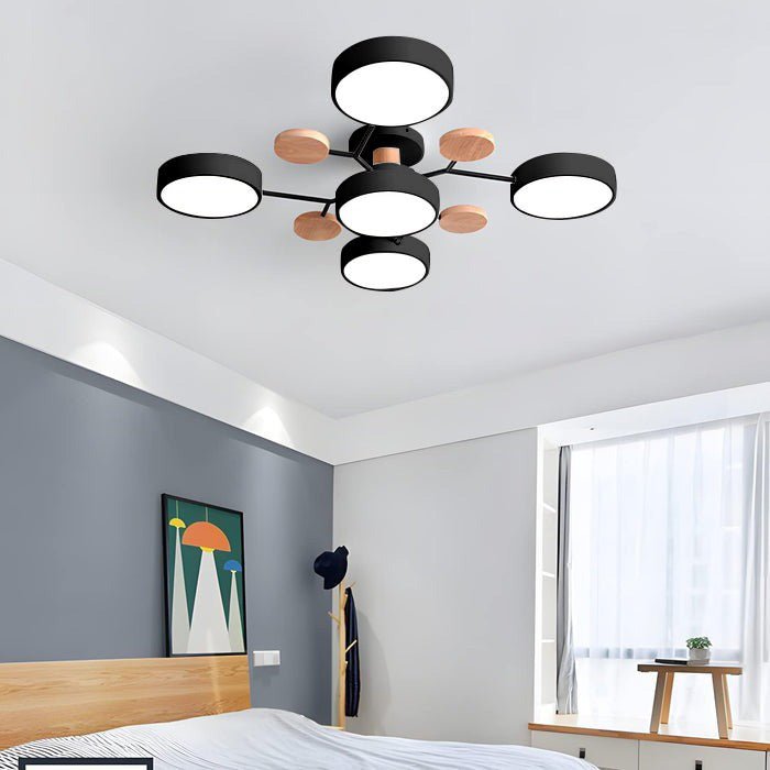LED Ceiling Light With Multiple Arms And Circular Shades 24-Inch Fixture