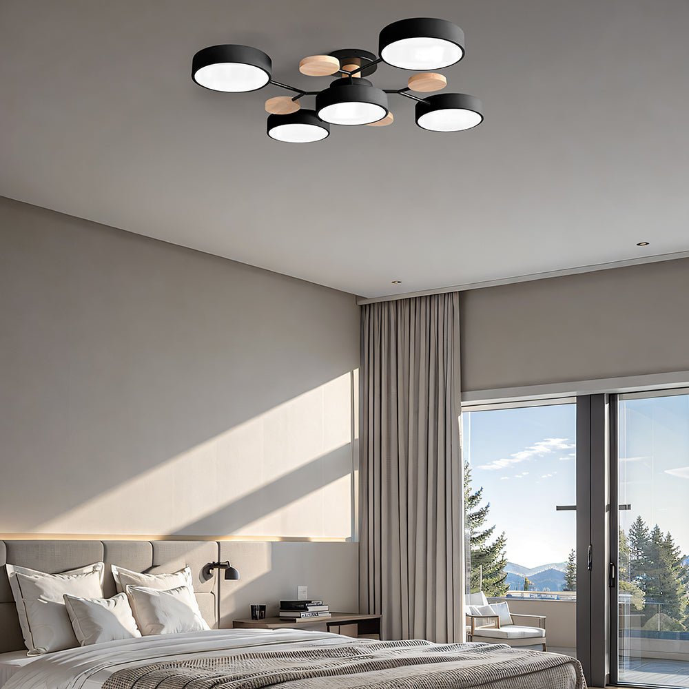 LED Ceiling Light With Multiple Arms And Circular Shades 24-Inch Fixture