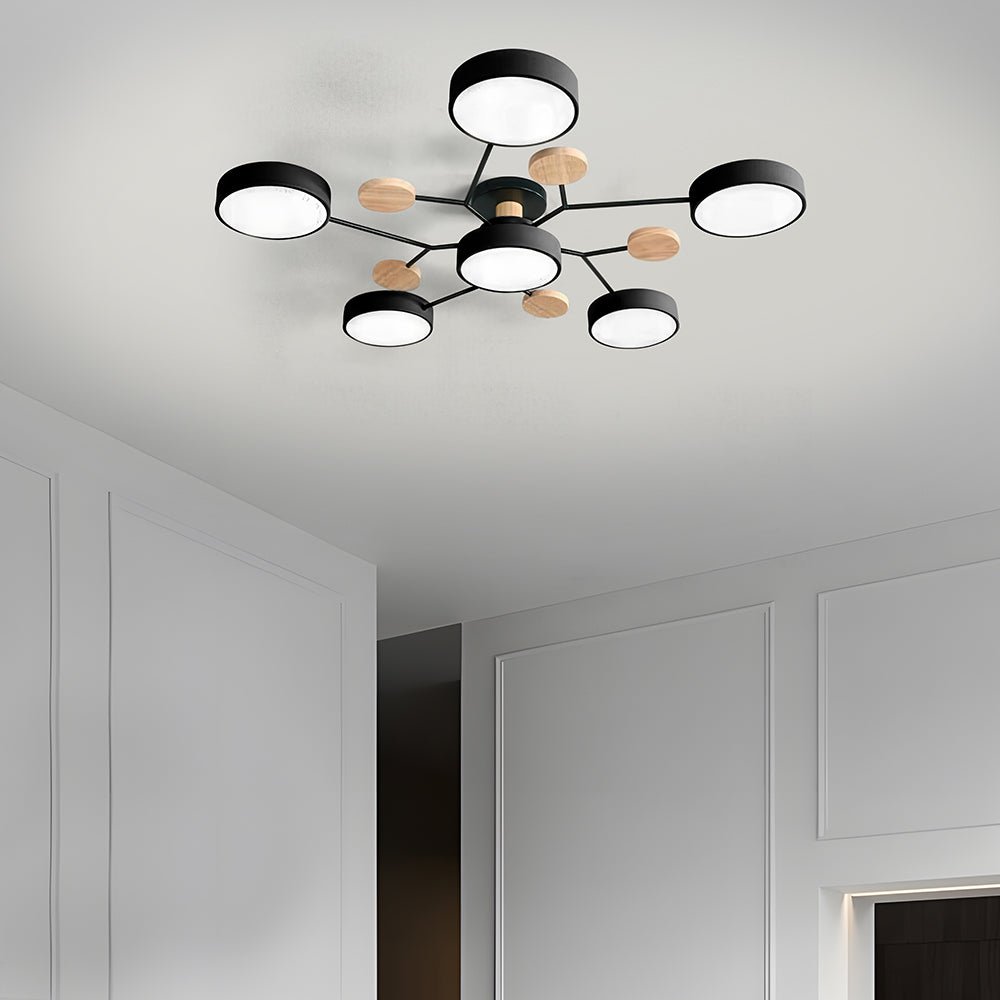 LED Ceiling Light With Multiple Arms And Circular Shades 24-Inch Fixture
