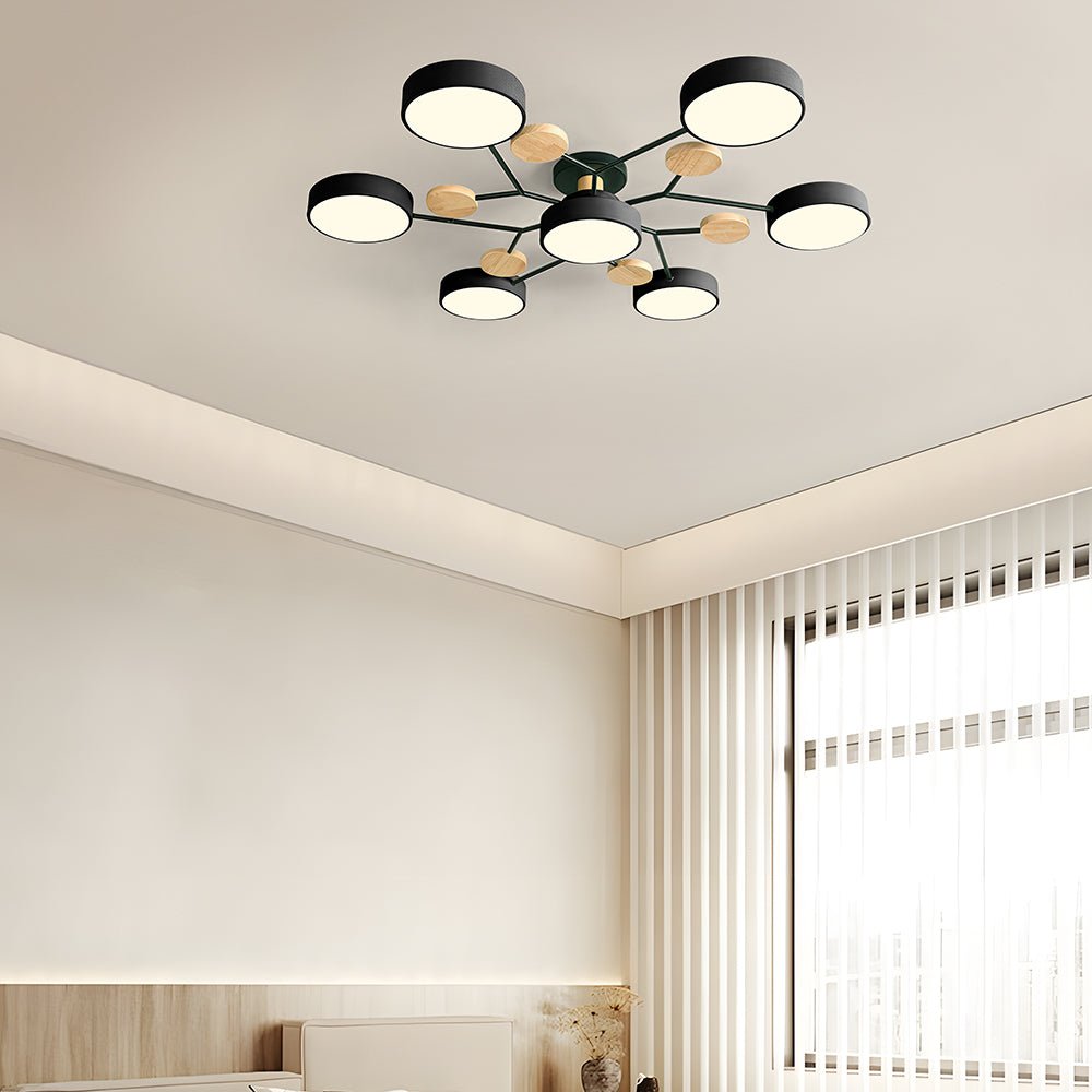 LED Ceiling Light With Multiple Arms And Circular Shades 24-Inch Fixture