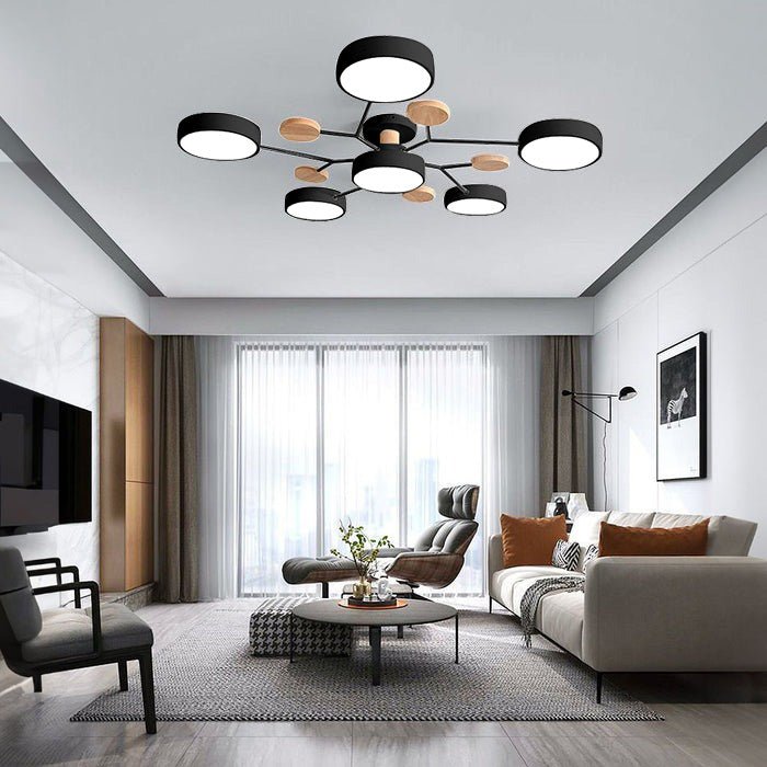 LED Ceiling Light With Multiple Arms And Circular Shades 24-Inch Fixture