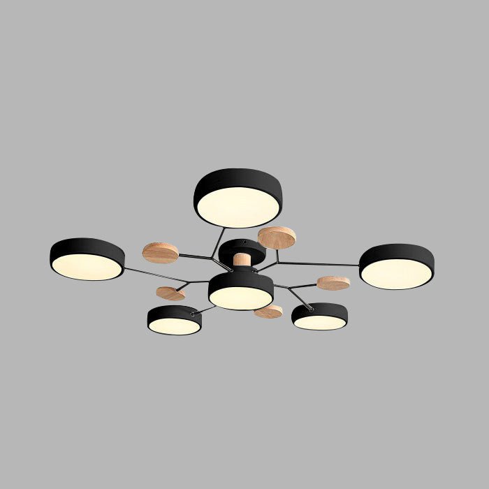 LED Ceiling Light With Multiple Arms And Circular Shades 24-Inch Fixture