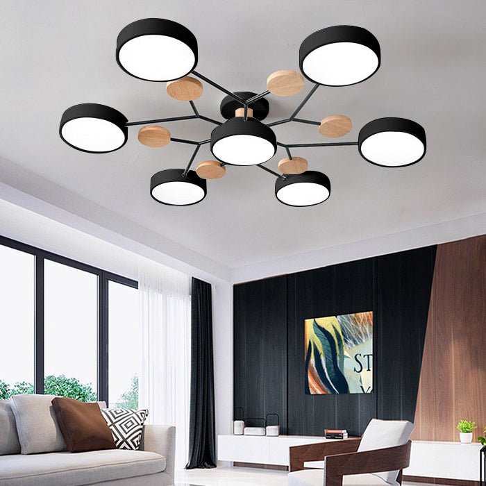 LED Ceiling Light With Multiple Arms And Circular Shades 24-Inch Fixture