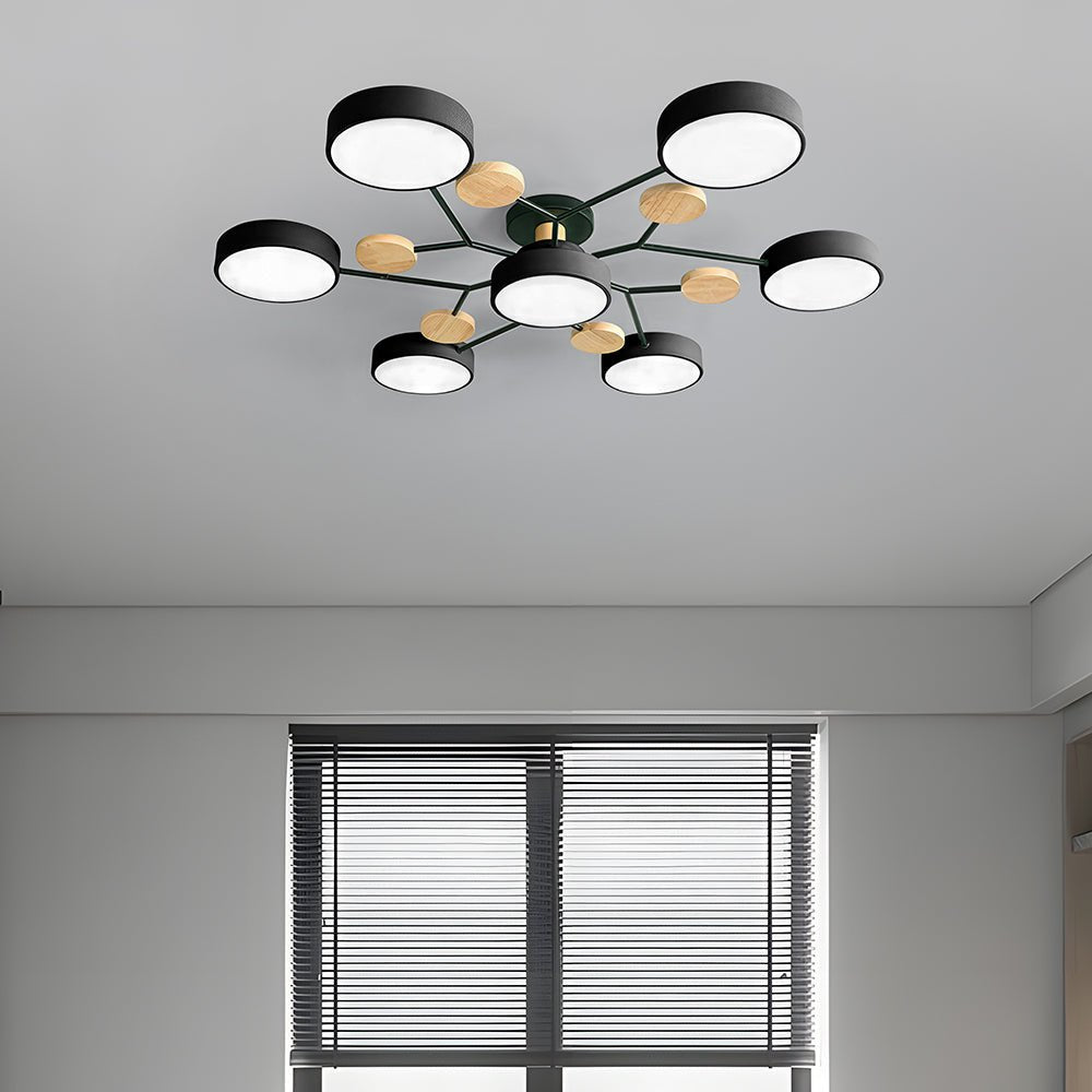 LED Ceiling Light With Multiple Arms And Circular Shades 24-Inch Fixture