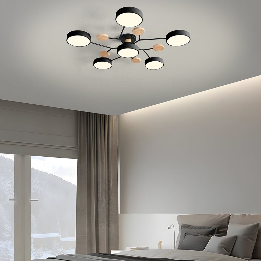 LED Ceiling Light With Multiple Arms And Circular Shades 24-Inch Fixture