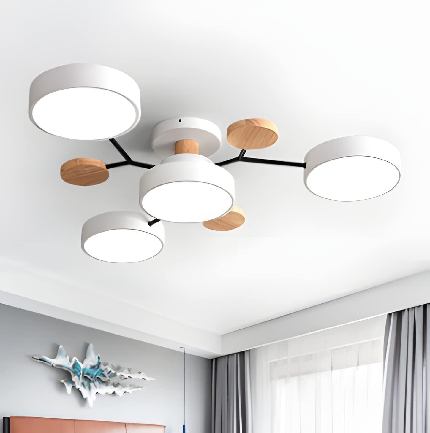 LED Ceiling Light With Multiple Arms And Circular Shades 24-Inch Fixture