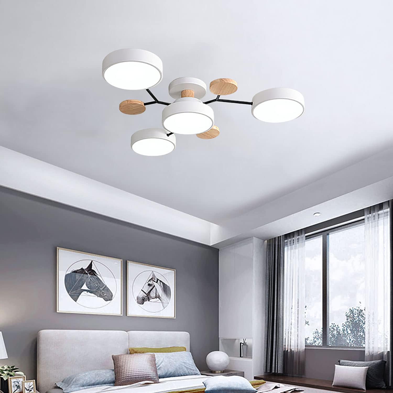 LED Ceiling Light With Multiple Arms And Circular Shades 24-Inch Fixture