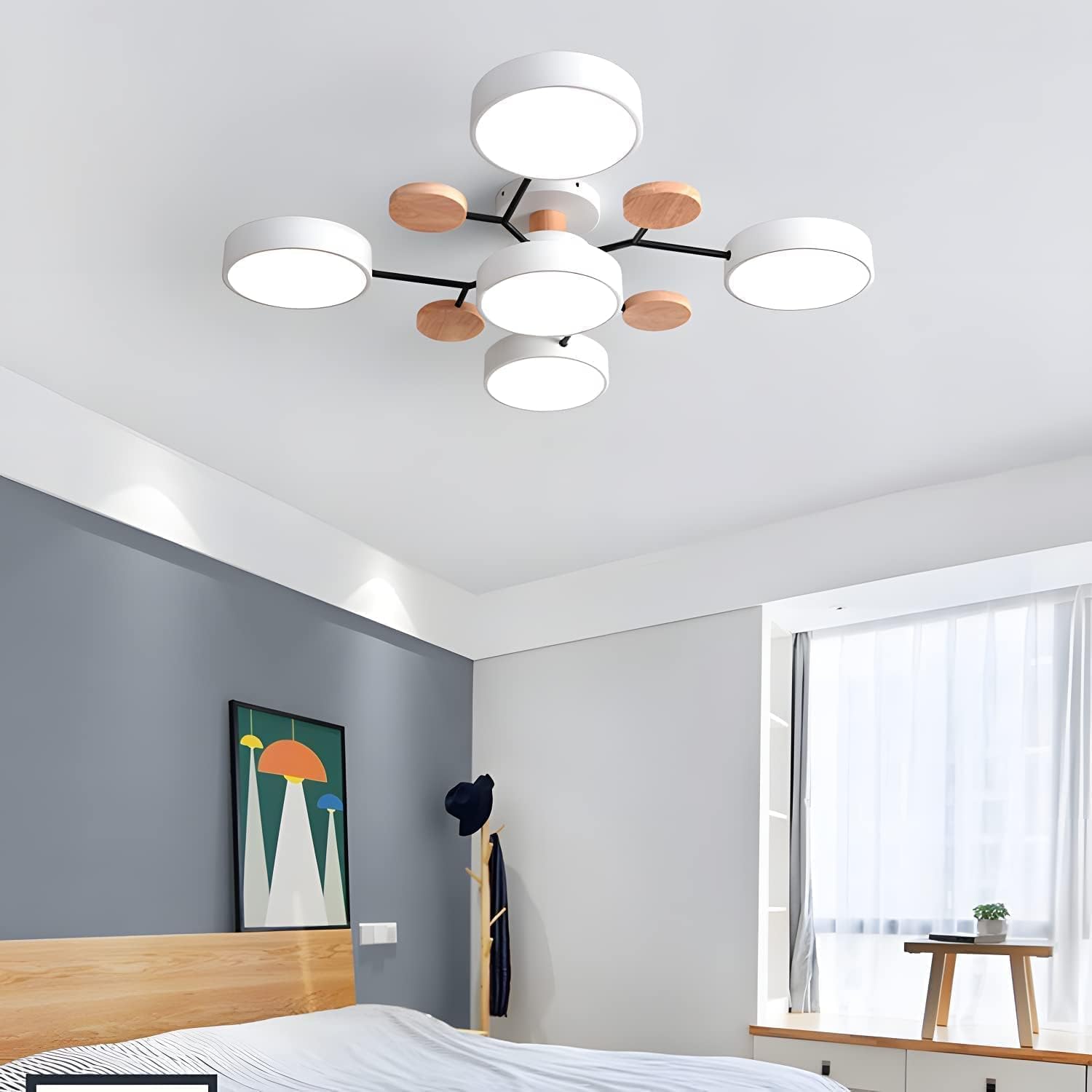 LED Ceiling Light With Multiple Arms And Circular Shades 24-Inch Fixture