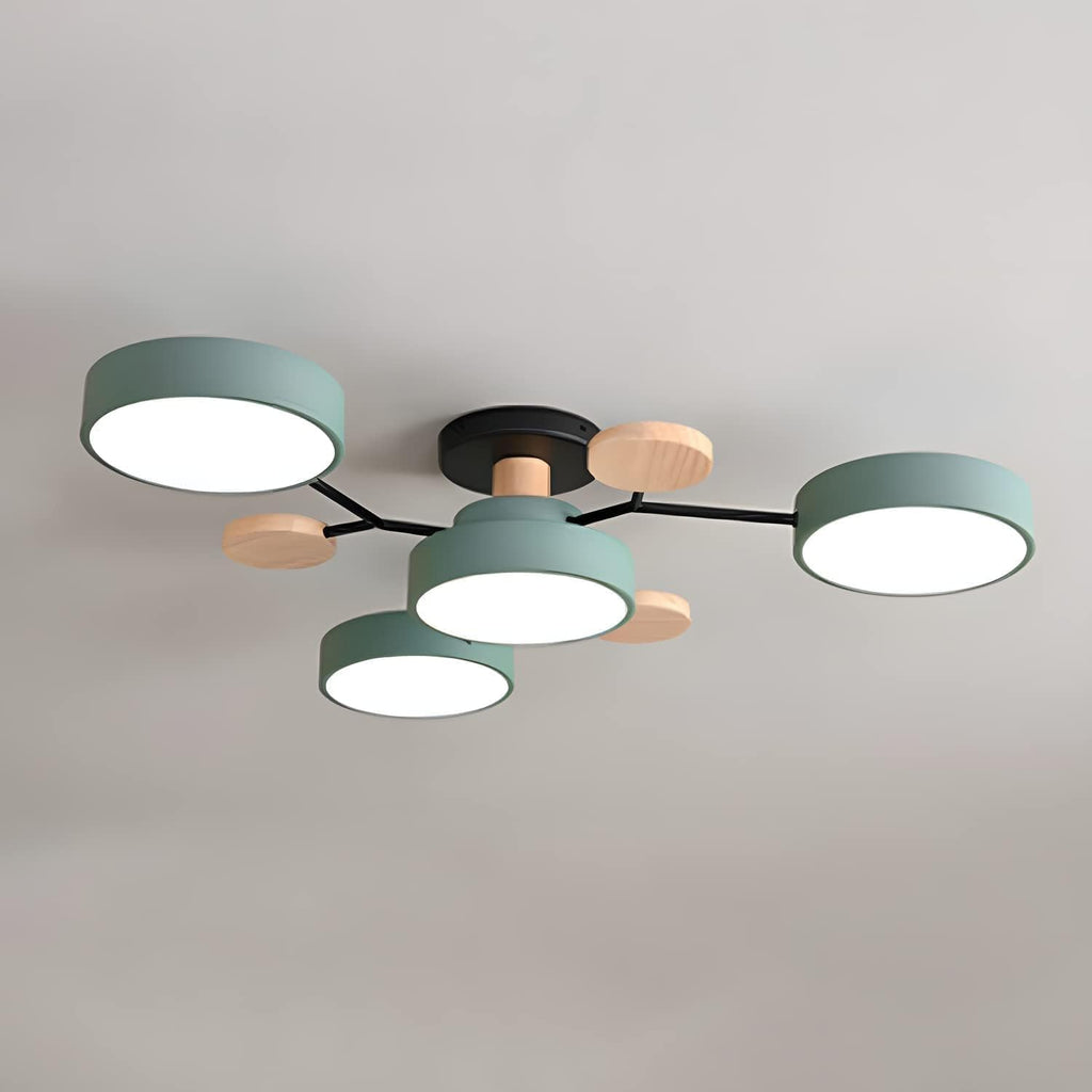 LED Ceiling Light With Multiple Arms And Circular Shades 24-Inch Fixture