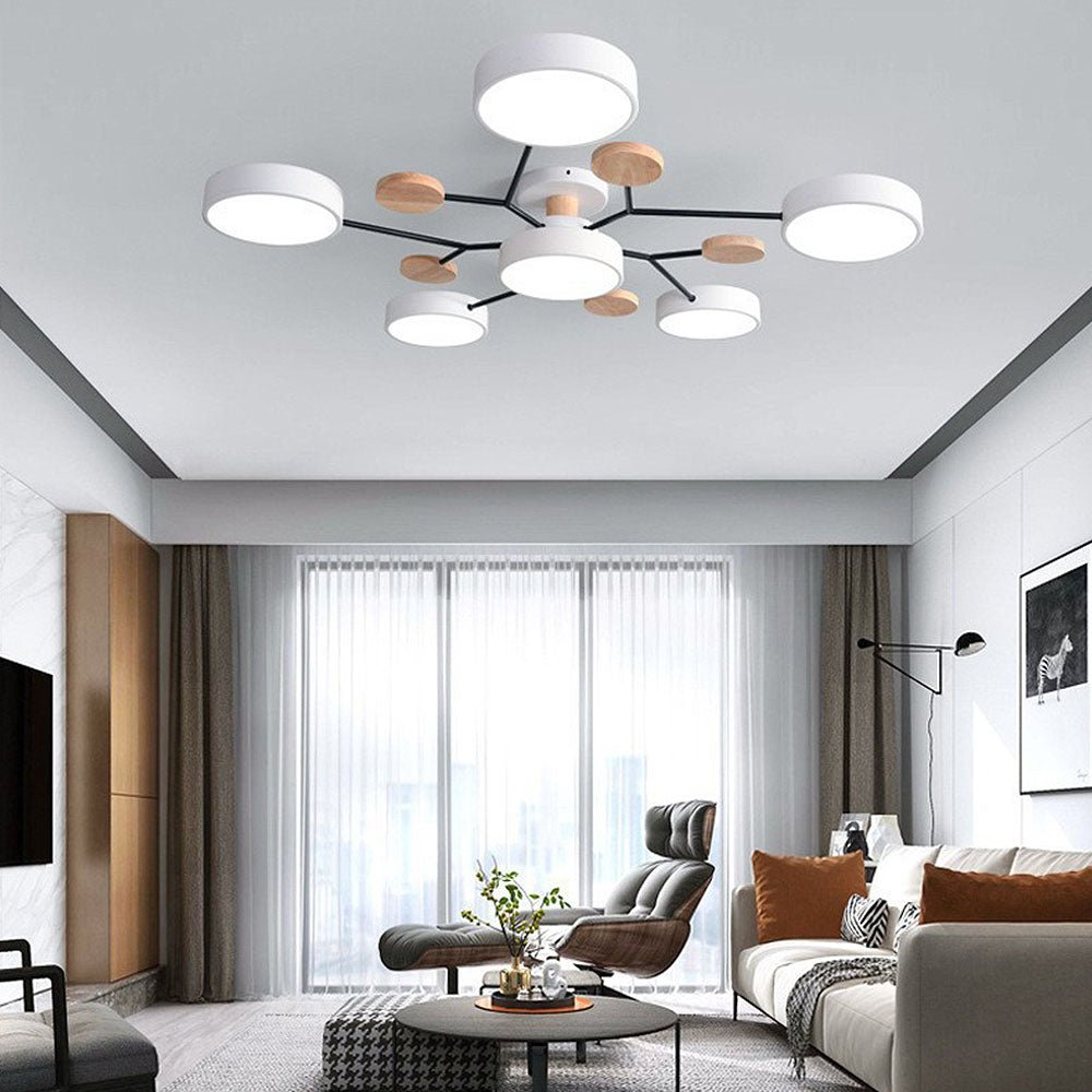 LED Ceiling Light With Multiple Arms And Circular Shades 24-Inch Fixture