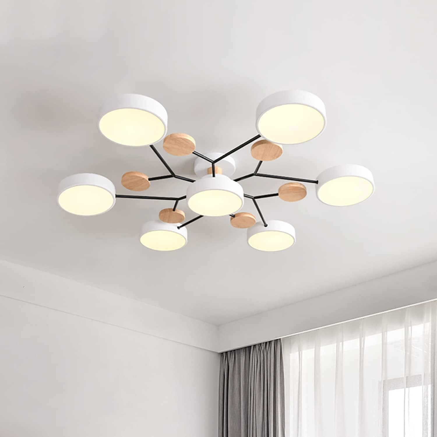 LED Ceiling Light With Multiple Arms And Circular Shades 24-Inch Fixture