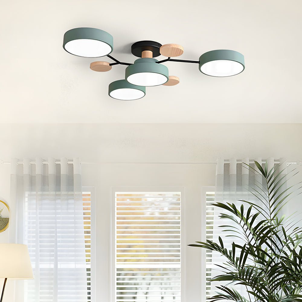 LED Ceiling Light With Multiple Arms And Circular Shades 24-Inch Fixture