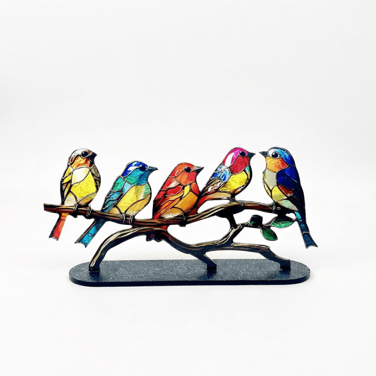 Colorful Birds On Branch Acrylic Figurine For Home Decor