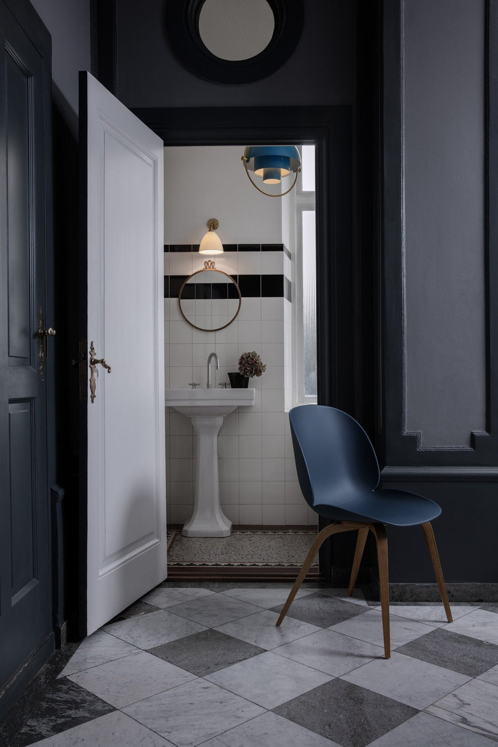 Multi-Lite pendant light close detail showing the slim ring frame around the hemisphere shade