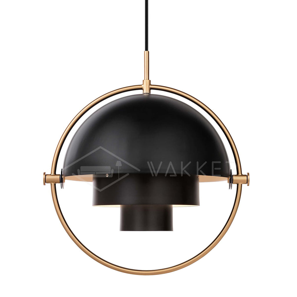 Multi-Lite pendant light in a chrome finish reflecting the surrounding room