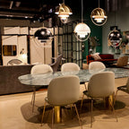 Multi-Lite pendant light close detail showing the slim ring frame around the hemisphere shade