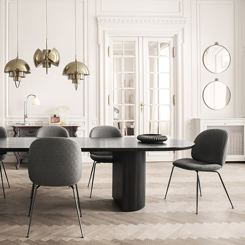 Multi-Lite pendant light shown with the shade halves turned for a soft ceiling glow