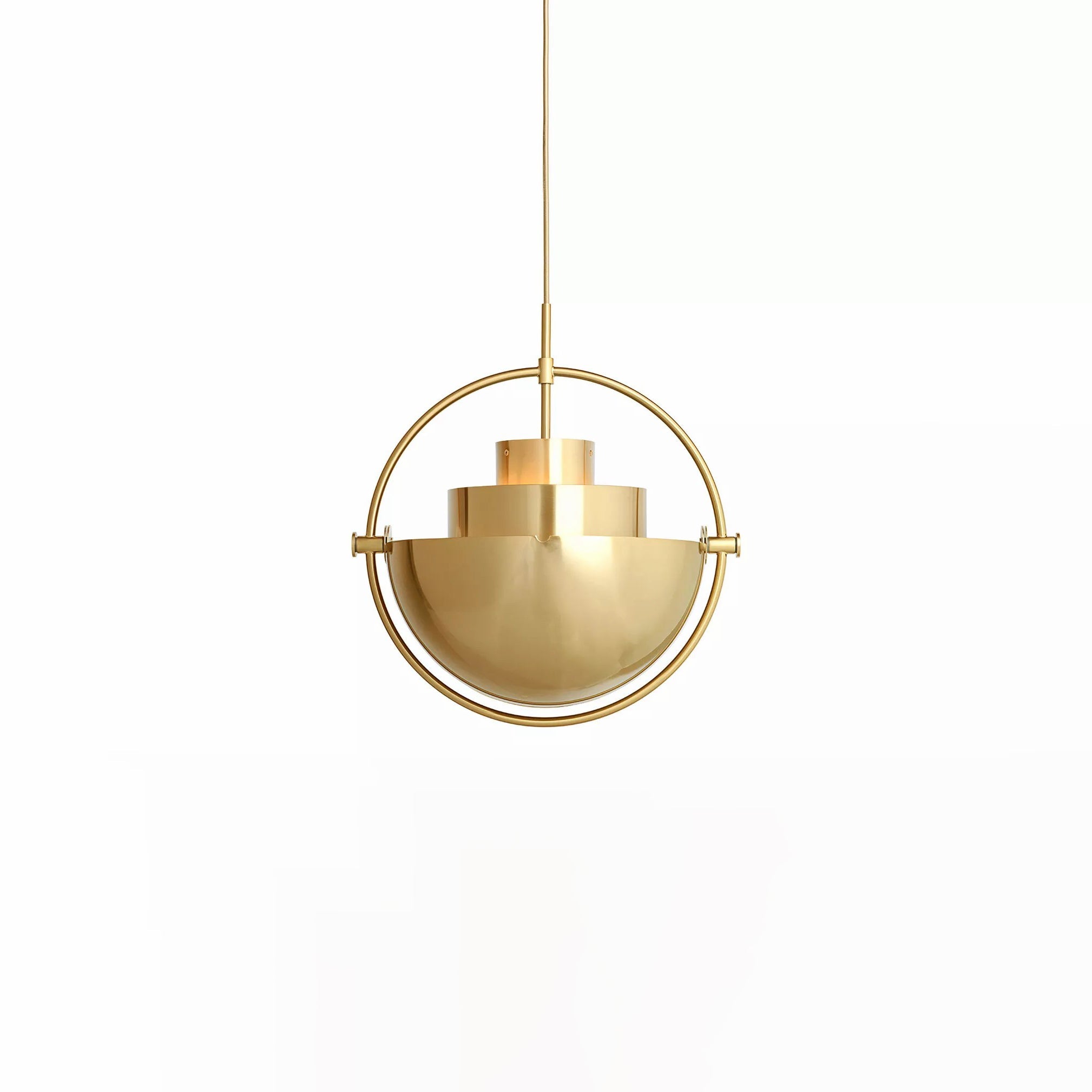 Multi-Lite pendant light arranged for sculptural indirect light in a living space