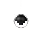 Multi-Lite pendant light shown with the shade halves turned for a soft ceiling glow
