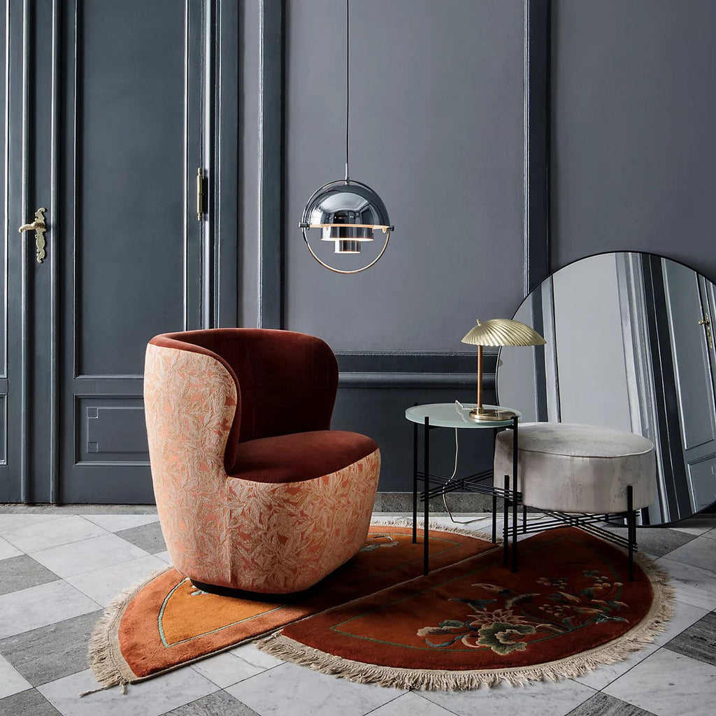 Multi-Lite pendant light shown from below highlighting the adjustable shade halves