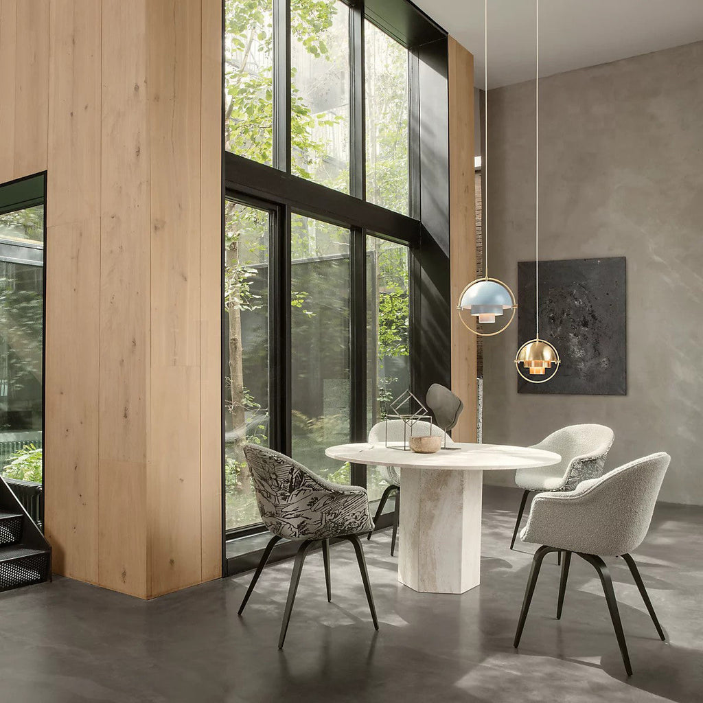 Multi-Lite pendant light close detail showing the slim ring frame around the hemisphere shade