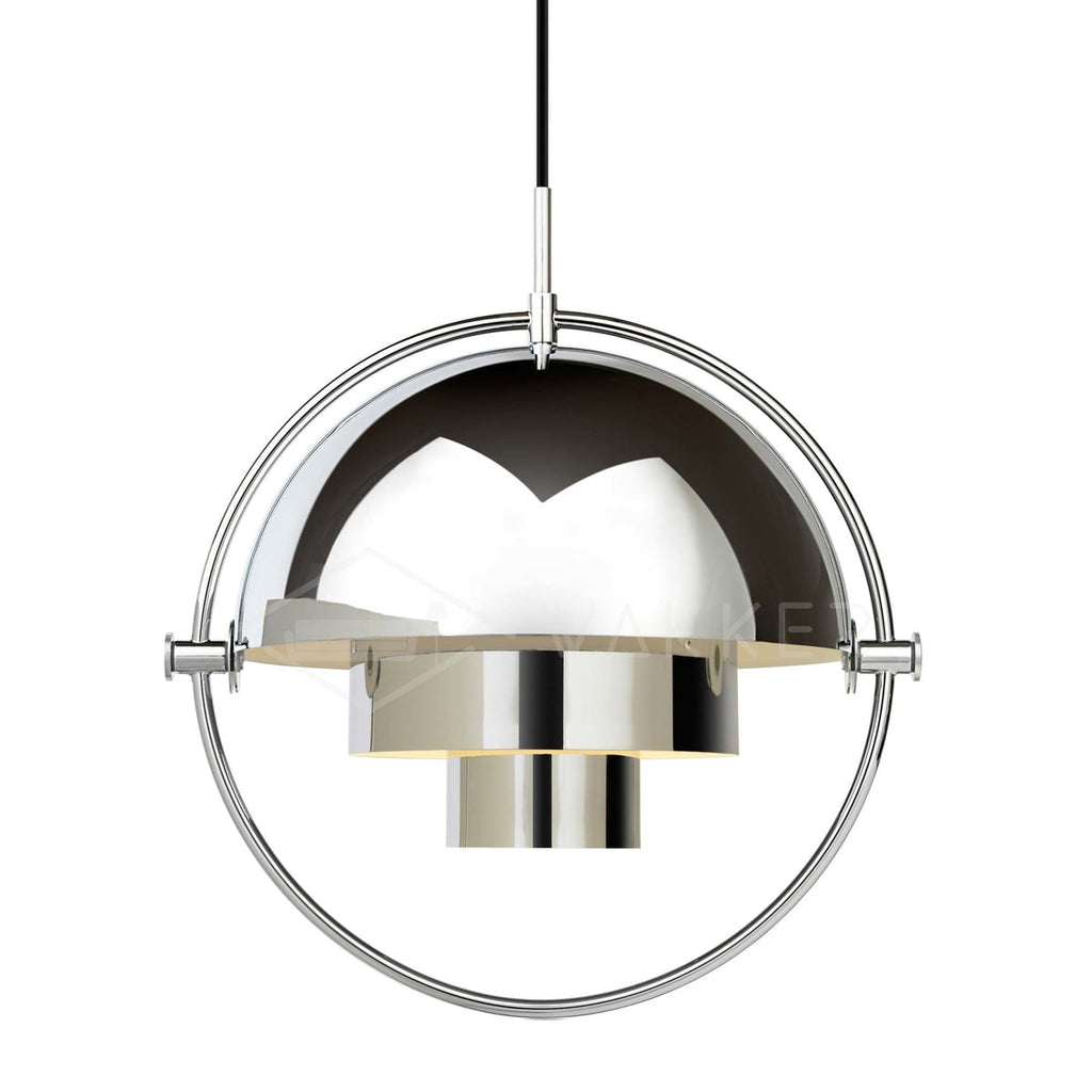 Multi-Lite pendant light shown with the shade halves turned for a soft ceiling glow