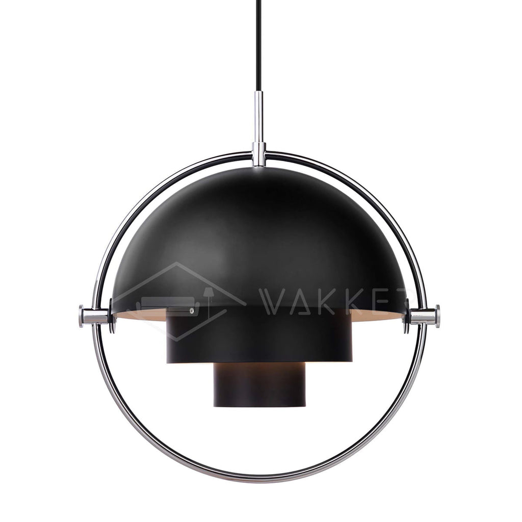 Multi-Lite pendant light shown from below highlighting the adjustable shade halves