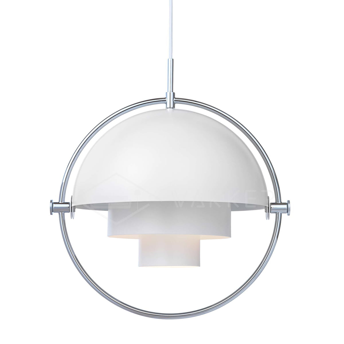Multi-Lite pendant light shown with the shade halves turned for a soft ceiling glow