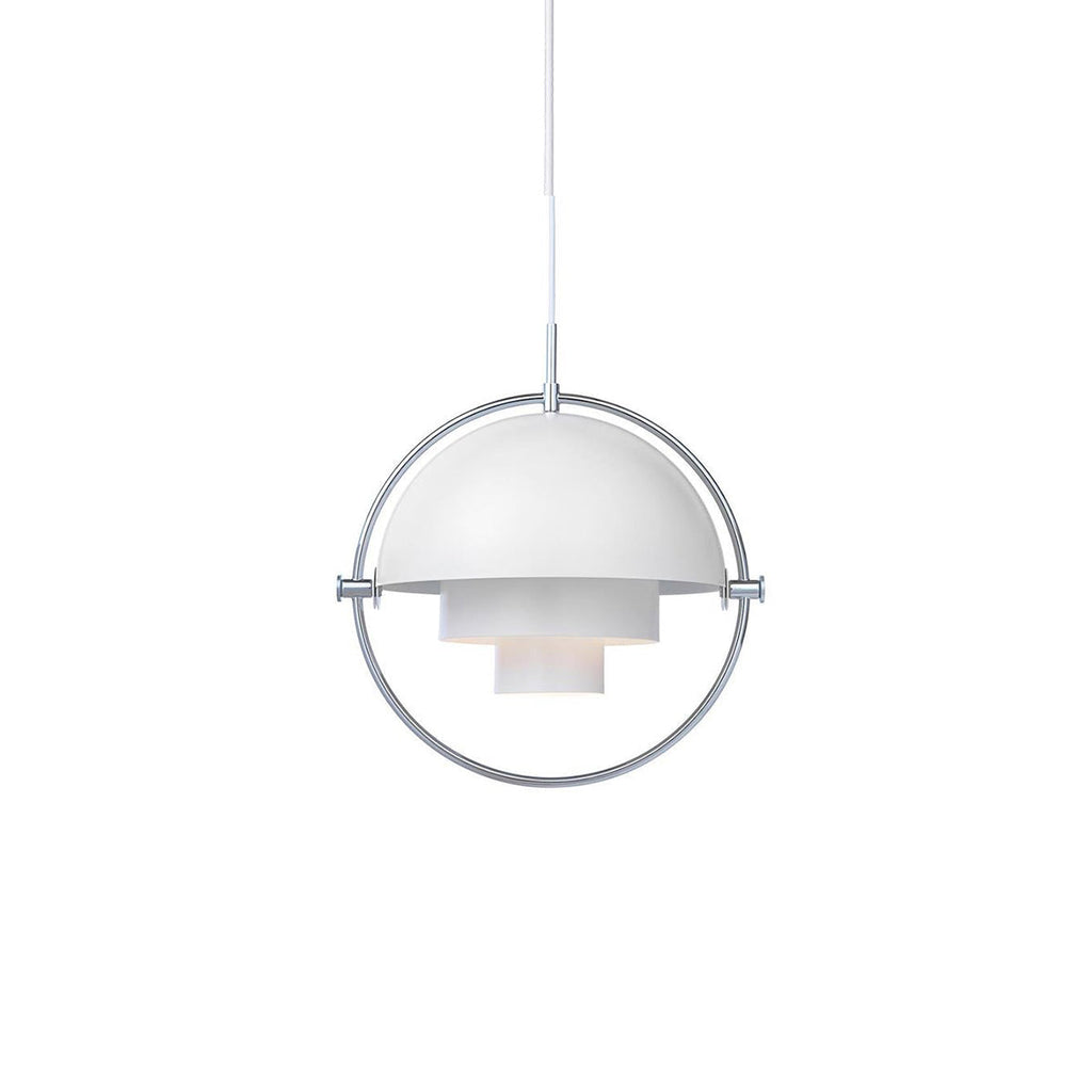 Multi-Lite pendant light shown from below highlighting the adjustable shade halves