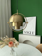Multi-Lite pendant light close detail showing the slim ring frame around the hemisphere shade