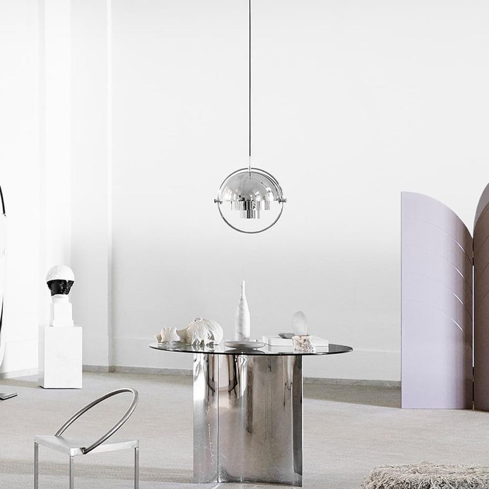 Multi-Lite pendant light close detail showing the slim ring frame around the hemisphere shade